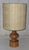 Vintage Table Lamp with Turned Yew Wood Base and Linen Shade, 1970s, in Very Good conditions. Designed 1970 to 1979...