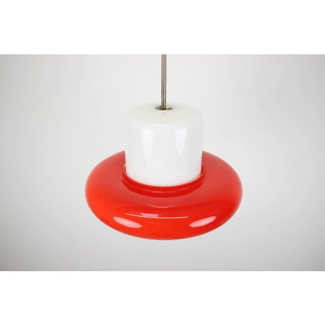 Opaline Glass Pendant Light, Czechoslovakial, 1960s For Sale - Image 3 of 11