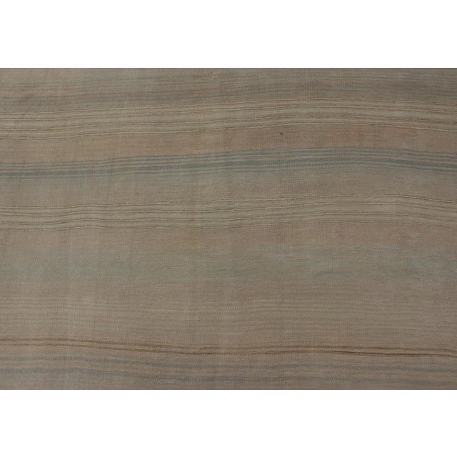 Vintage Turkish Flat-Weave Muted Colored Kilim in Taupe, Brown and Light Blue For Sale - Image 10 of 13