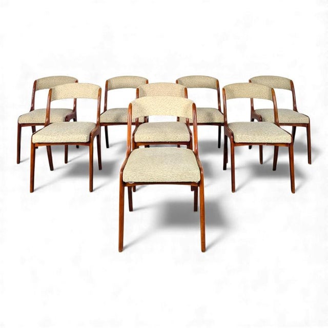 Beige Scandinavian-Style Chairs with Bouclé Upholstery, Set of 8 For Sale - Image 8 of 8