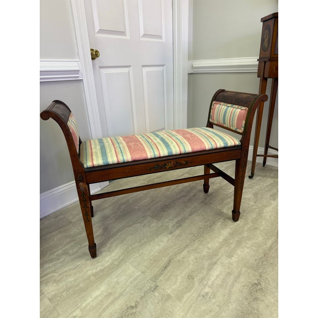 Brown 1940's Adams Style Painted Bench For Sale - Image 8 of 11