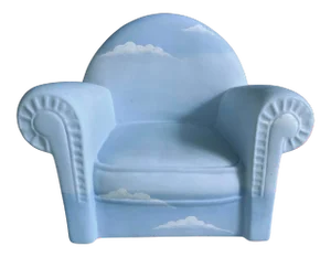 1984 Sculpture - Italian L’aquilone Signed Handpainted Ceramic Chair With Clouds Sculpture
