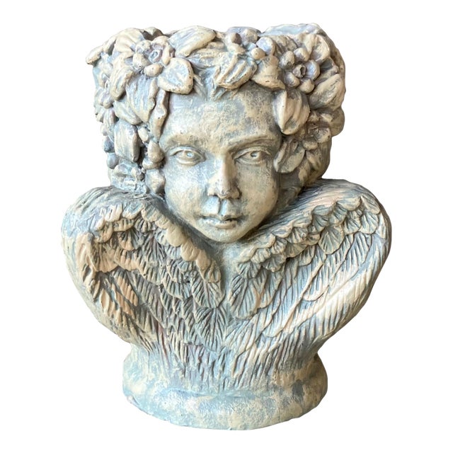 Late 20th-Century Enchanting Châteaucore-Style Three-Faced Cherub Candle or Plant Holder For Sale