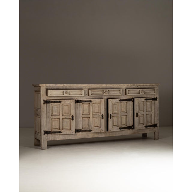 French 1970s French Primitive Oak Buffet With Iron Hardware For Sale - Image 3 of 18