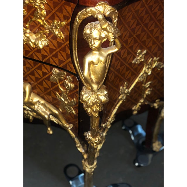 Louis XV Style Gilt-Bronze Mounted Parquetry Commode For Sale - Image 9 of 14