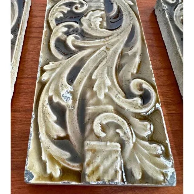 Ceramic Late 1880s Victorian Border Tiles by Trent, Tobacco Glaze, Set of Four For Sale - Image 7 of 11