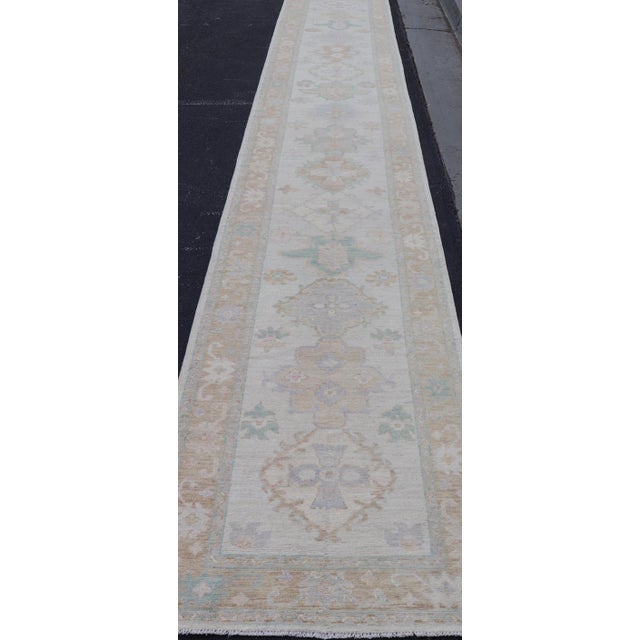 Early 21st Century Hand-Knotted Very Long Oushak Runner by Keivan Woven Arts, 3'2" X 19'6" For Sale - Image 5 of 13