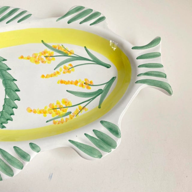 Vintage Italian Pottery Caleca Fabio Fish Plate Hand Painted Decorative Dish Signed For Sale - Image 4 of 9