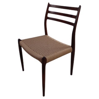Model 78 Rosewood Dining Chair with Papercord from J.L. Møllers, Reupholstered,1960s For Sale