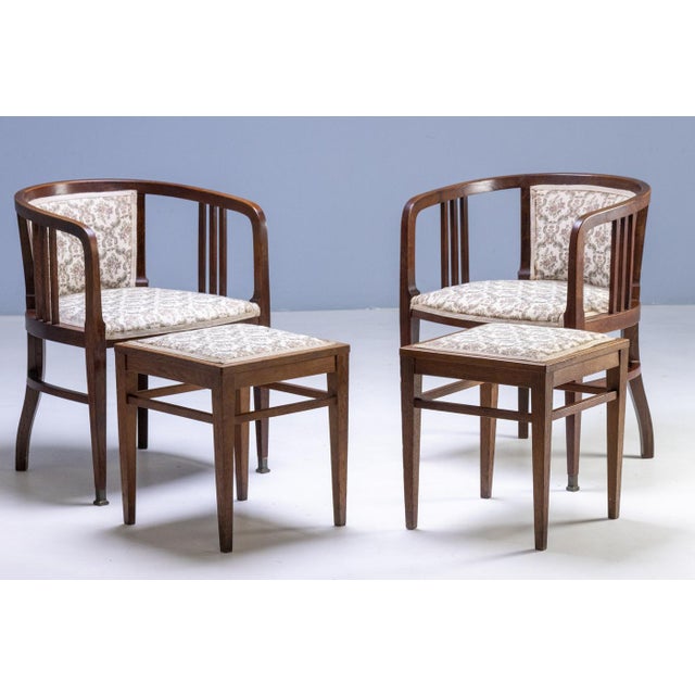 Art Nouveau Bentwood Table with Chairs and Stools, 1910, Set of 5 For Sale - Image 4 of 11