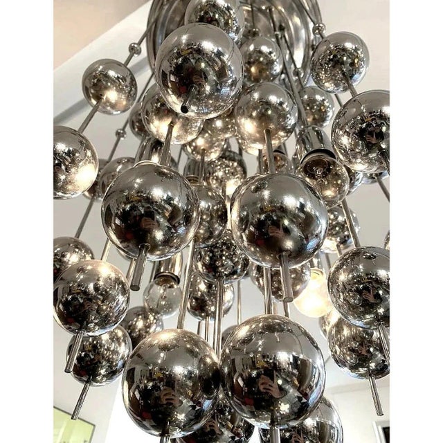Metal 1970s Space Age Chrome Cascade Chandelier by Verner Panton for J. Lüber Ag For Sale - Image 7 of 11
