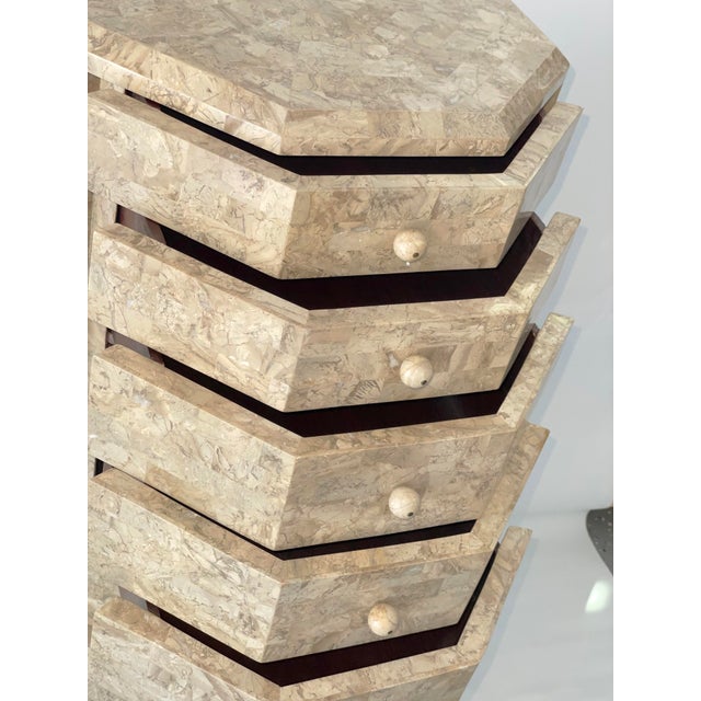 1980s Maitland-Smith Tessellated Fossil Stone Tall Jewelry Chest With Matching Box For Sale - Image 13 of 18