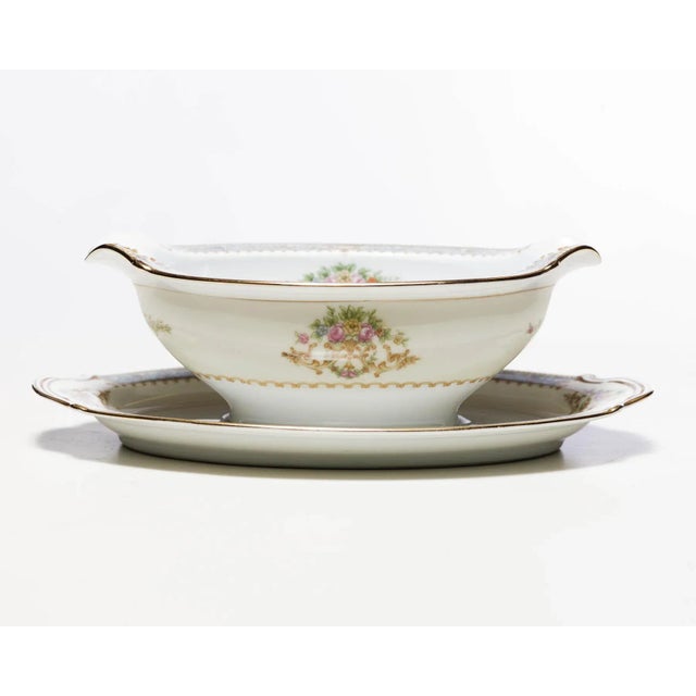 Ceramic Vintage 1947 Noritake Rose Gravy Boat With Attached Plate - 2 Pieces For Sale - Image 7 of 7