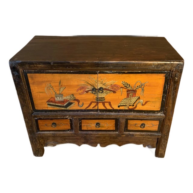 Antique Painted and Lacquered Chinese Chest For Sale