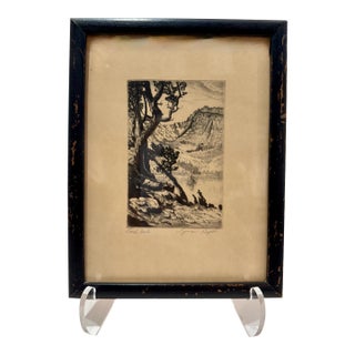 Mid 20th Century Lyman Byxbe Signed Etching Loch Vale Rocky Mountain National Park Framed Original Print For Sale