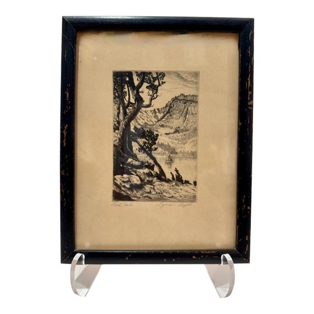 Mid 20th Century Lyman Byxbe Signed Etching Loch Vale Rocky Mountain National Park Framed Original Print For Sale
