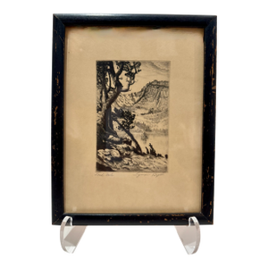 Mid 20th Century Lyman Byxbe Signed Etching Loch Vale Rocky Mountain National Park Framed Original Print