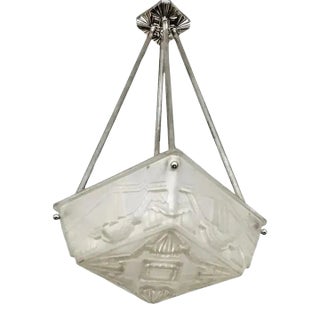 French Art Deco Flush Pendant by Sabino For Sale