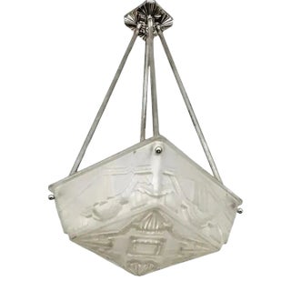 French Art Deco Flush Pendant by Sabino For Sale