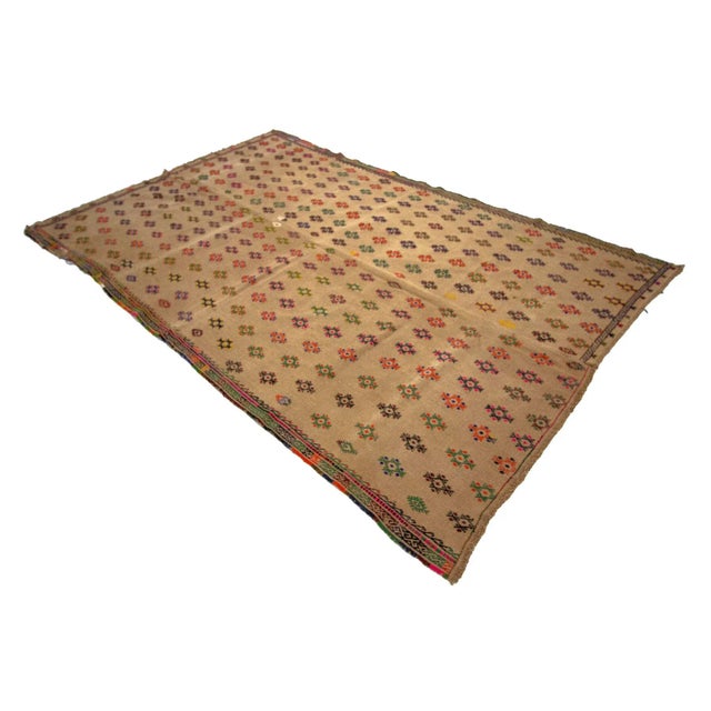 1960s Vintage Cotton Turkish Kilim Rug- 5′11″ × 9′6″ For Sale - Image 4 of 7