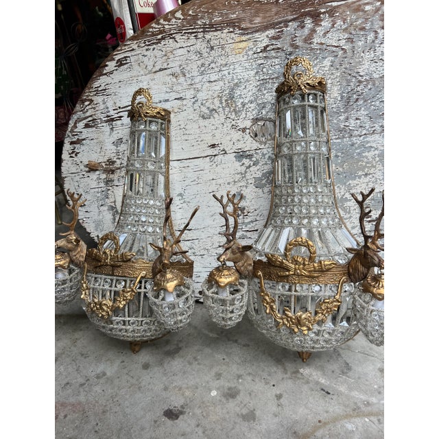 1980s 1980s Gold Deer Head Sconces - a Pair For Sale - Image 5 of 8