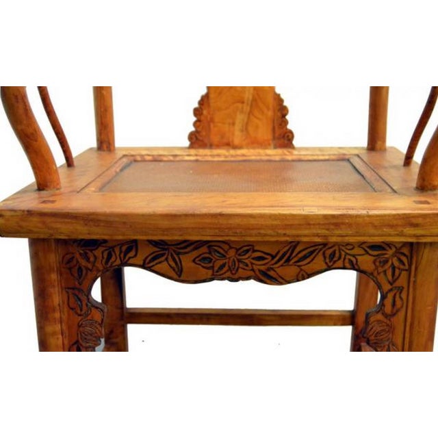 Antique Hand Carved and Lacquered Elmwood Chair from 19th Century China For Sale In New York - Image 6 of 9