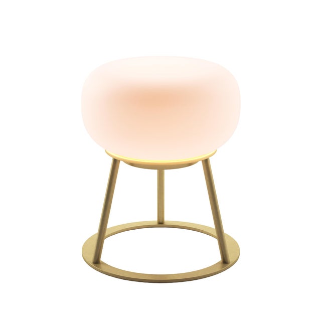 Modern TRIPOD Rechargeable Cordless LED Table Lamp, 3-Levels Brightness Touch Sensor Control, Brushed Brass For Sale - Image 3 of 14