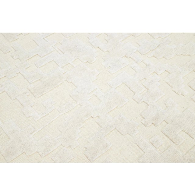 Apadana's Modern Abstract Moroccan Style Wool Rug in Ivory For Sale - Image 9 of 9