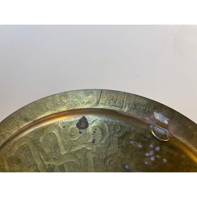 Antique Islamic Circular Tea Tray in Engraved Brass, 1890s For Sale - Image 6 of 8