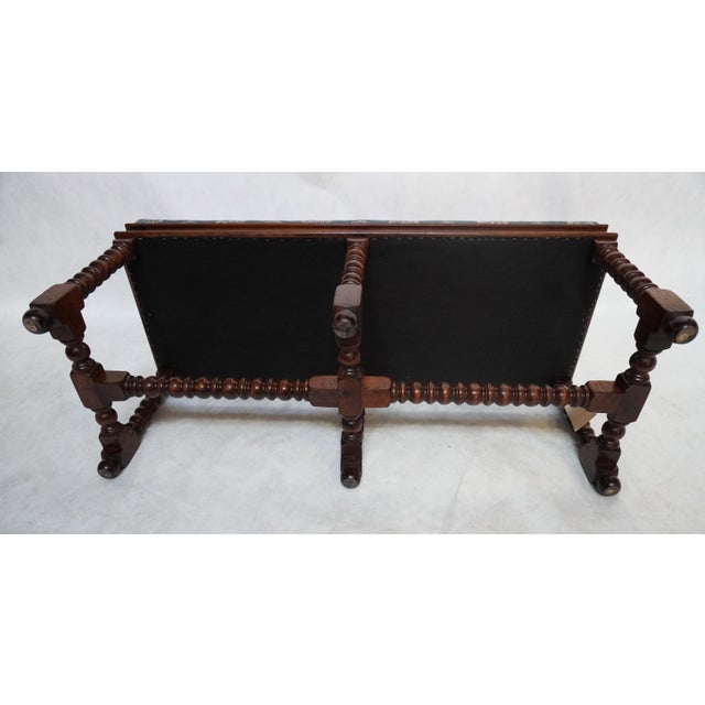 Wood Wood Jacobean Bench With Custom Upholstered Seat For Sale - Image 7 of 9