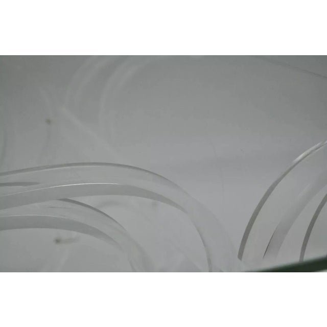 Glass Mid Century Modern Scrolling Ribbon Lucite Glass Hollywood Regency Coffee Table For Sale - Image 7 of 10