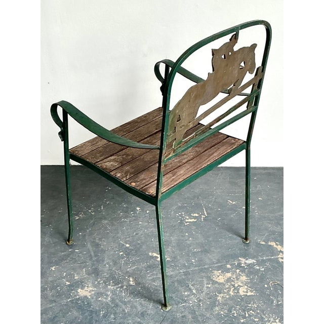 Wood Vintage Equestrian Bronze Leaping Horse Chair For Sale - Image 7 of 12