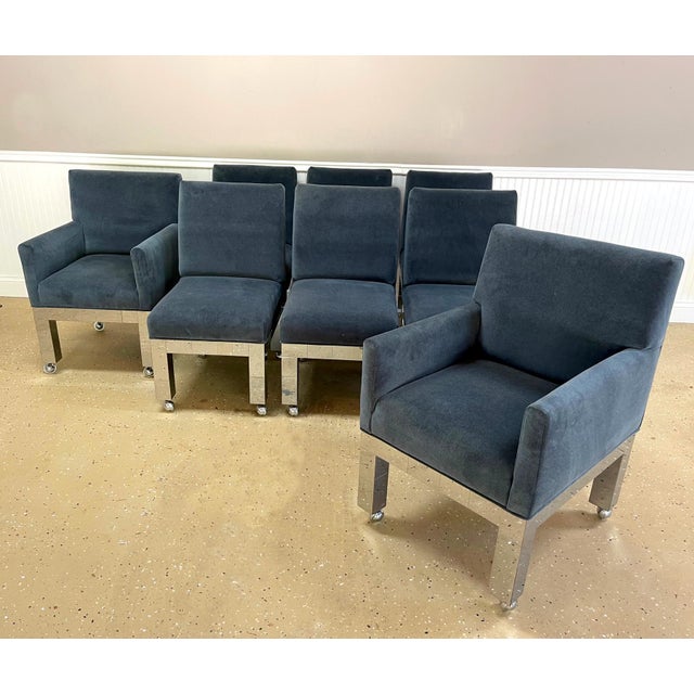 Mid-Century Modern Set of Eight Chrome Cityscape Dining Chairs by Paul Evans for Directional For Sale - Image 3 of 18