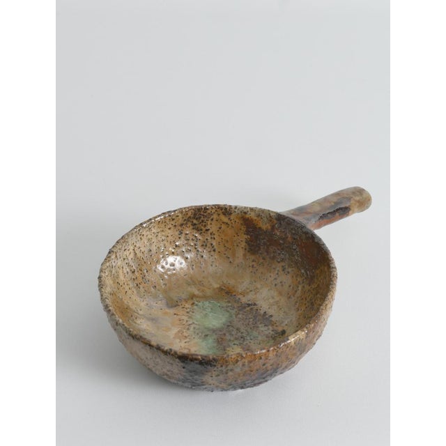 Handmade Studio Ceramic Textured Stoneware Bowl with Sculptural Handle, 1970s For Sale - Image 11 of 15