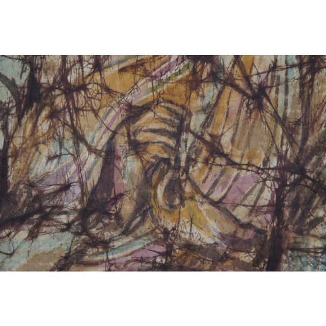 1963 Sitting Buddha Painting on Silk Burlap, Framed, Fukazen & Co For Sale - Image 10 of 13