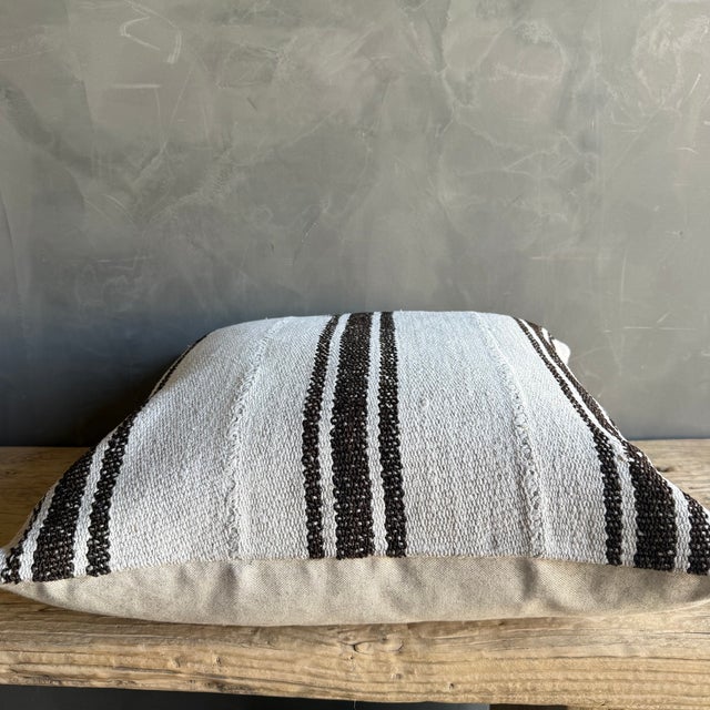 Vintage Rug Pillow Cover With Stripes For Sale In Los Angeles - Image 6 of 7