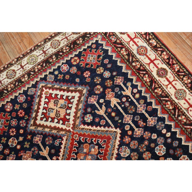 One of a kind, early 20th-century Hand-knotted Persian Shiraz Small square Size Rug. Professionally Washed & personally...