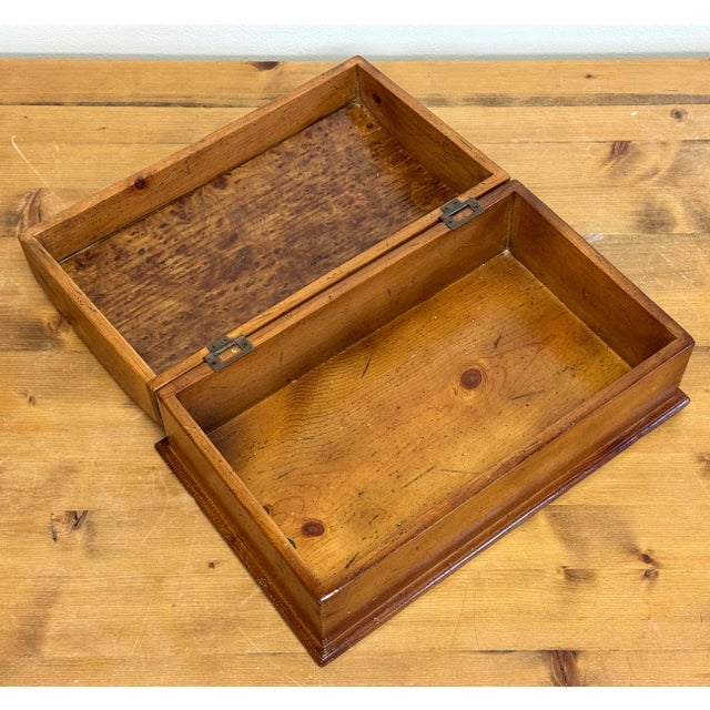 Oversize Vintage Domed Lid Burled Wood Box For Sale - Image 12 of 13