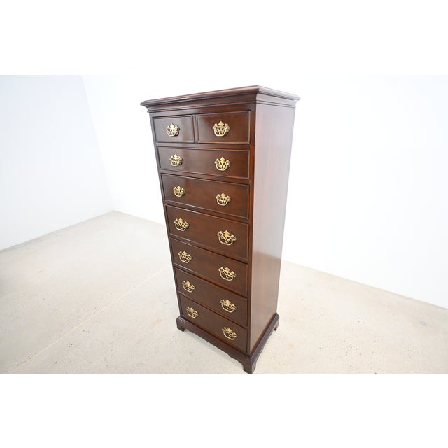 Traditional Drexel Georgian Lingerie Chest With Chippendale Brass Pulls For Sale - Image 3 of 14