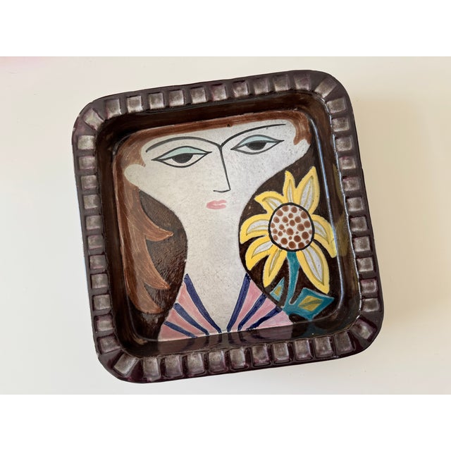 Ceramic Face Illustration Ceramic Bowl by Mari Simmulson for Upsala Ekeby, Sweden, 1960s For Sale - Image 7 of 7