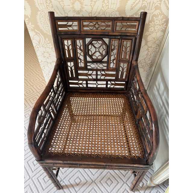 Wood Circa 1820 Regency Period Chinese Export Bamboo Rattan Chair For Sale - Image 7 of 8