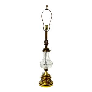 1940s Crystal and Brass Table Lamp With Pineapple