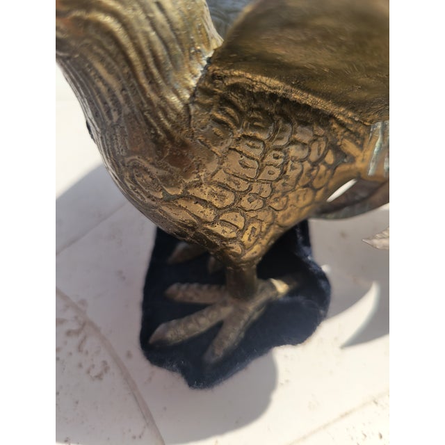 Brass Pair of Vintage Brass Roosters For Sale - Image 8 of 12