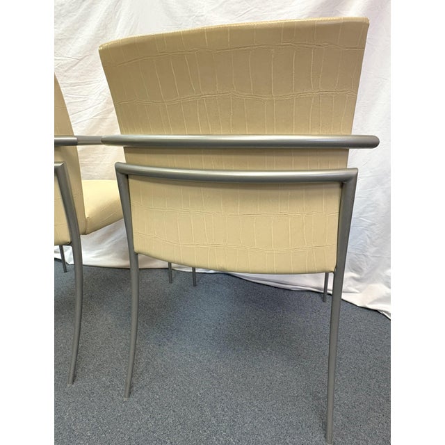 Hickory Business Furniture Faux Croc and Metal Office Chairs - A Pair For Sale - Image 9 of 18