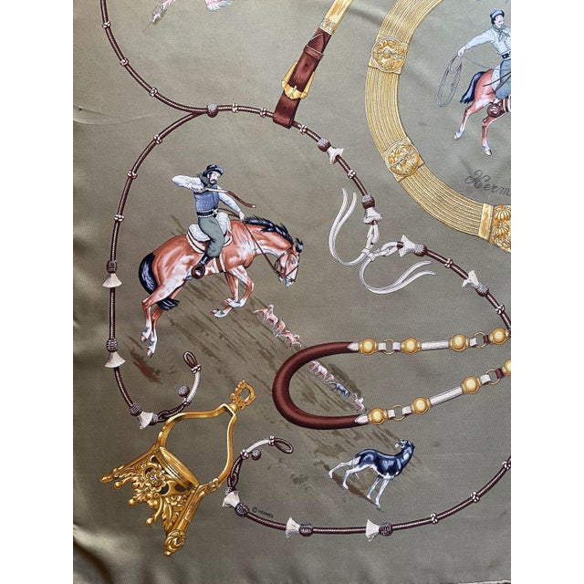 Hermès HERMÈS PAMPA Silk scarf designed by Jean De Fougerolles 1986 For Sale - Image 4 of 9