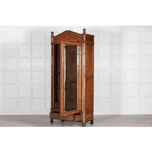 19th Century French Faux Bamboo Walnut Mirror, 1870s For Sale - Image 3 of 13