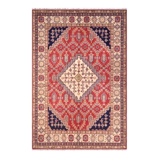 Tribal Kazak Red/Beige Wool Rug - 5'8''x7'10'' For Sale