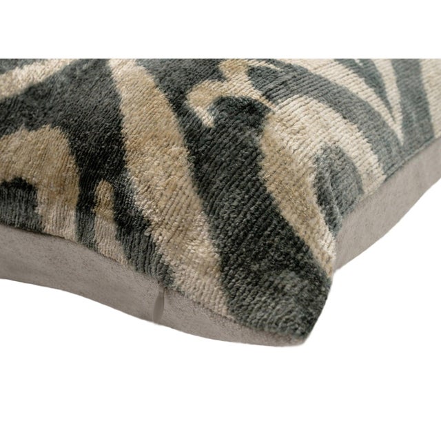 Modern Geometric Gray & Beige Throw Pillow For Sale - Image 3 of 5