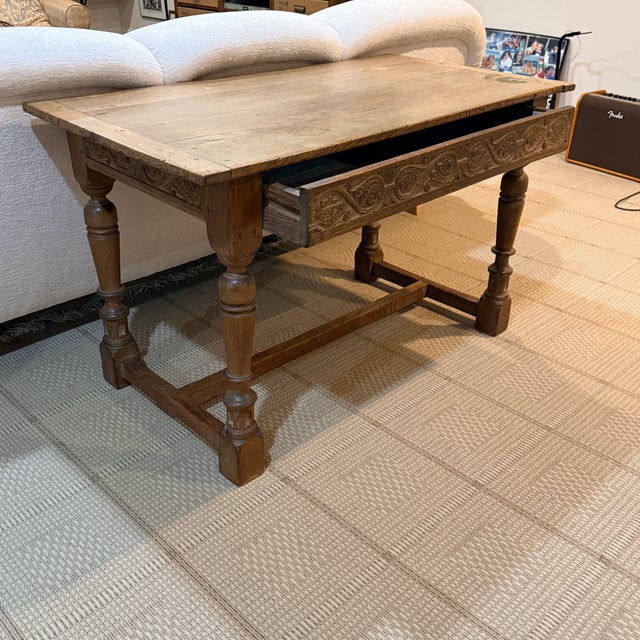 Antique Writing Desk With Carved Drawer For Sale - Image 11 of 13