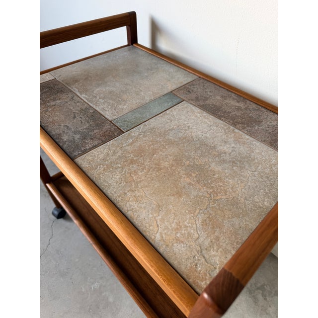 Mid-Century Modern Møbelfabrikken Teak & Tile Top Bar Cart For Sale - Image 13 of 17